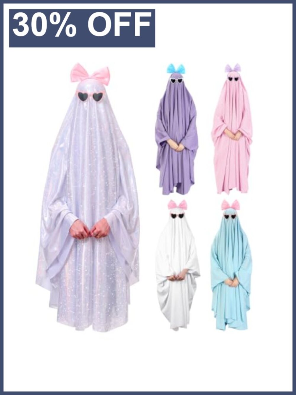 Halloween Ghost Cosplay Costume Sheet with Sunglasses Headband for Adults